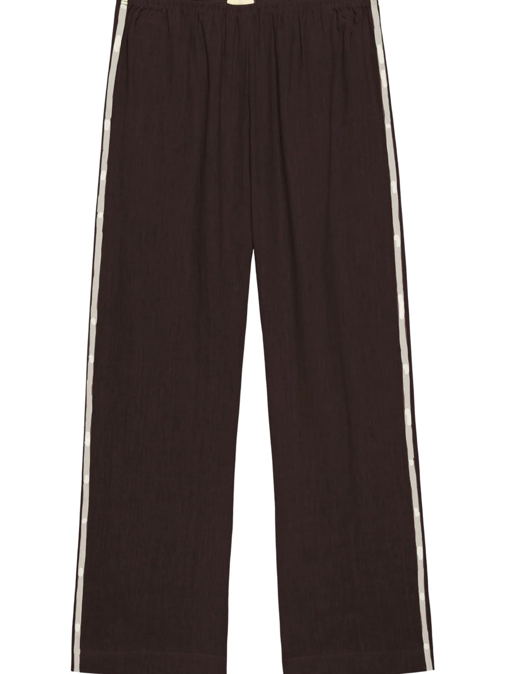 DONNI. The Linen Crop Stripe Pant in Espresso